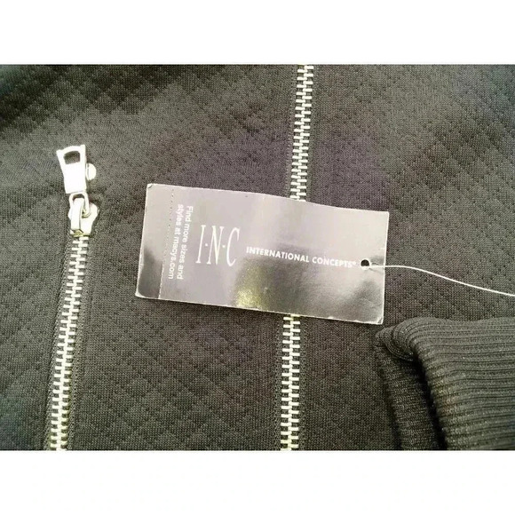 International Concepts Womens Quilted Jacket Black Zip Pockets Mock Neck XXL New - Picture 7 of 8